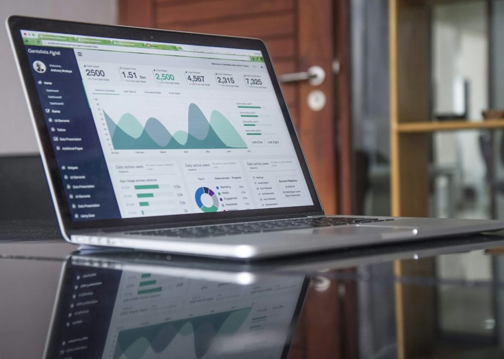 Laptop showing a digital marketing analytics dashboard